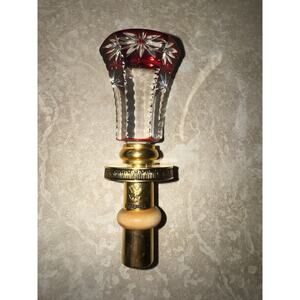Faberge Ruby Red And Clear Cut crystal bottle stopper